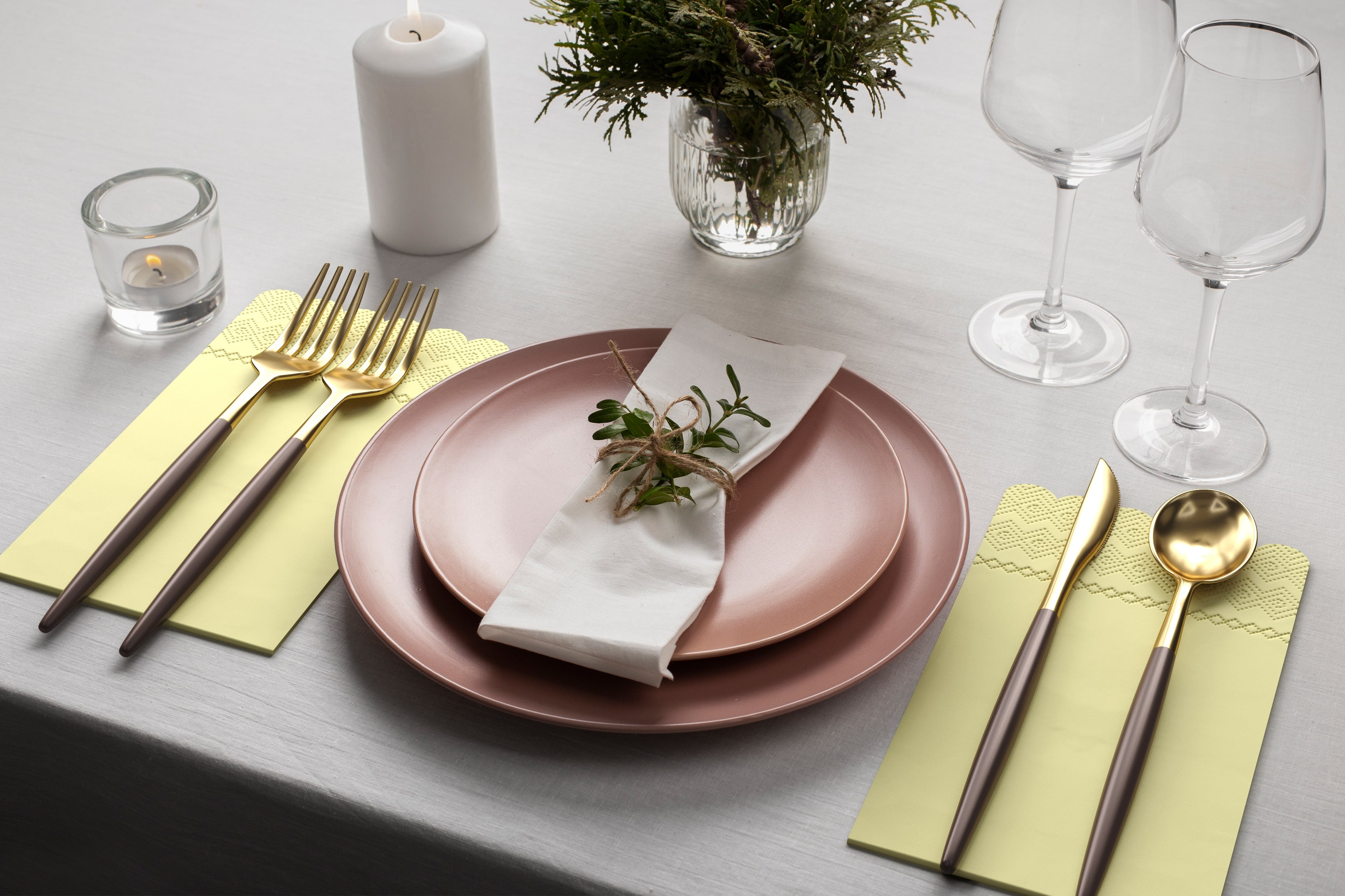 3 Ply Buttercup Yellow Scalloped Napkins - 20 Ct.
