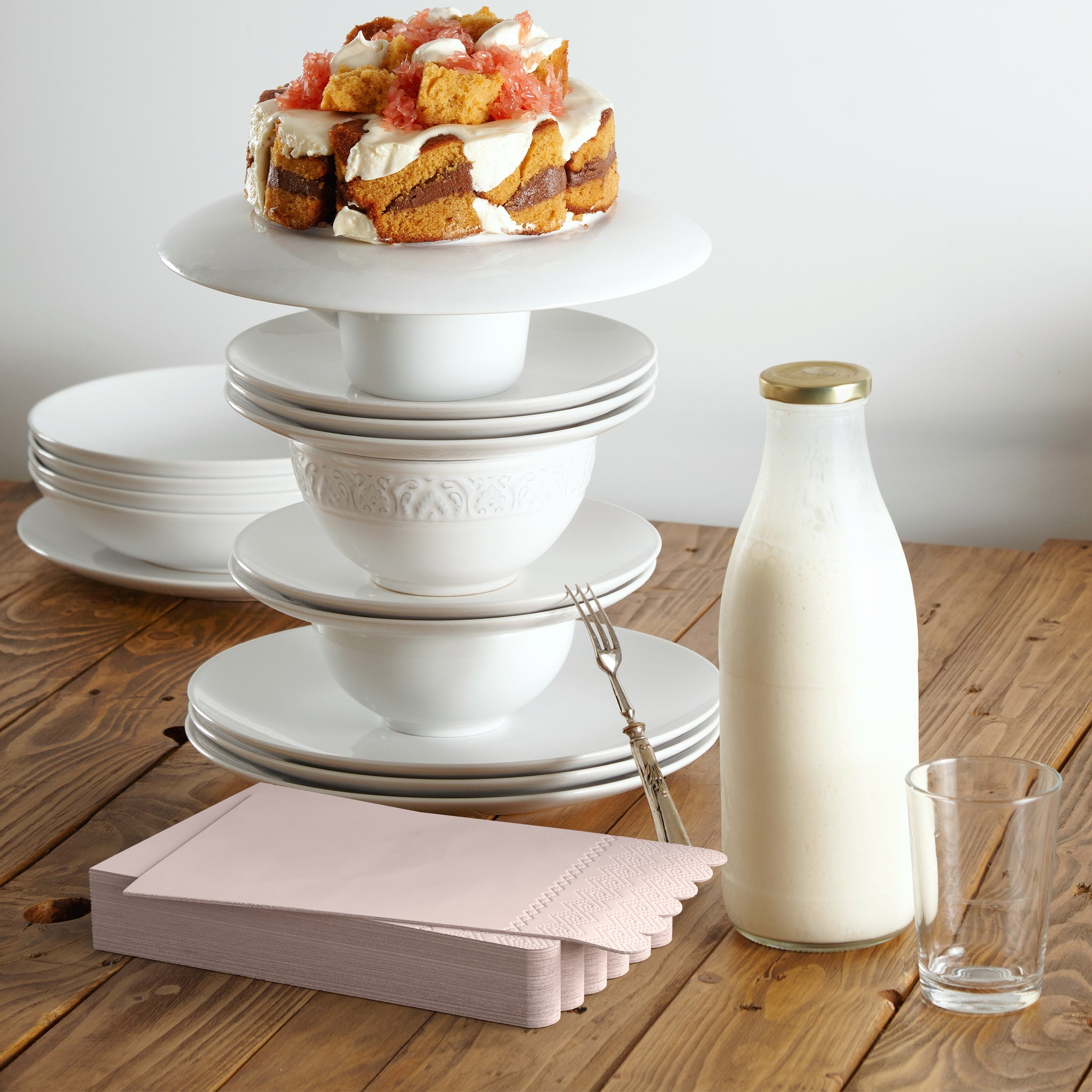 3 Ply Pink Peach Scalloped Napkins - 20 Ct.