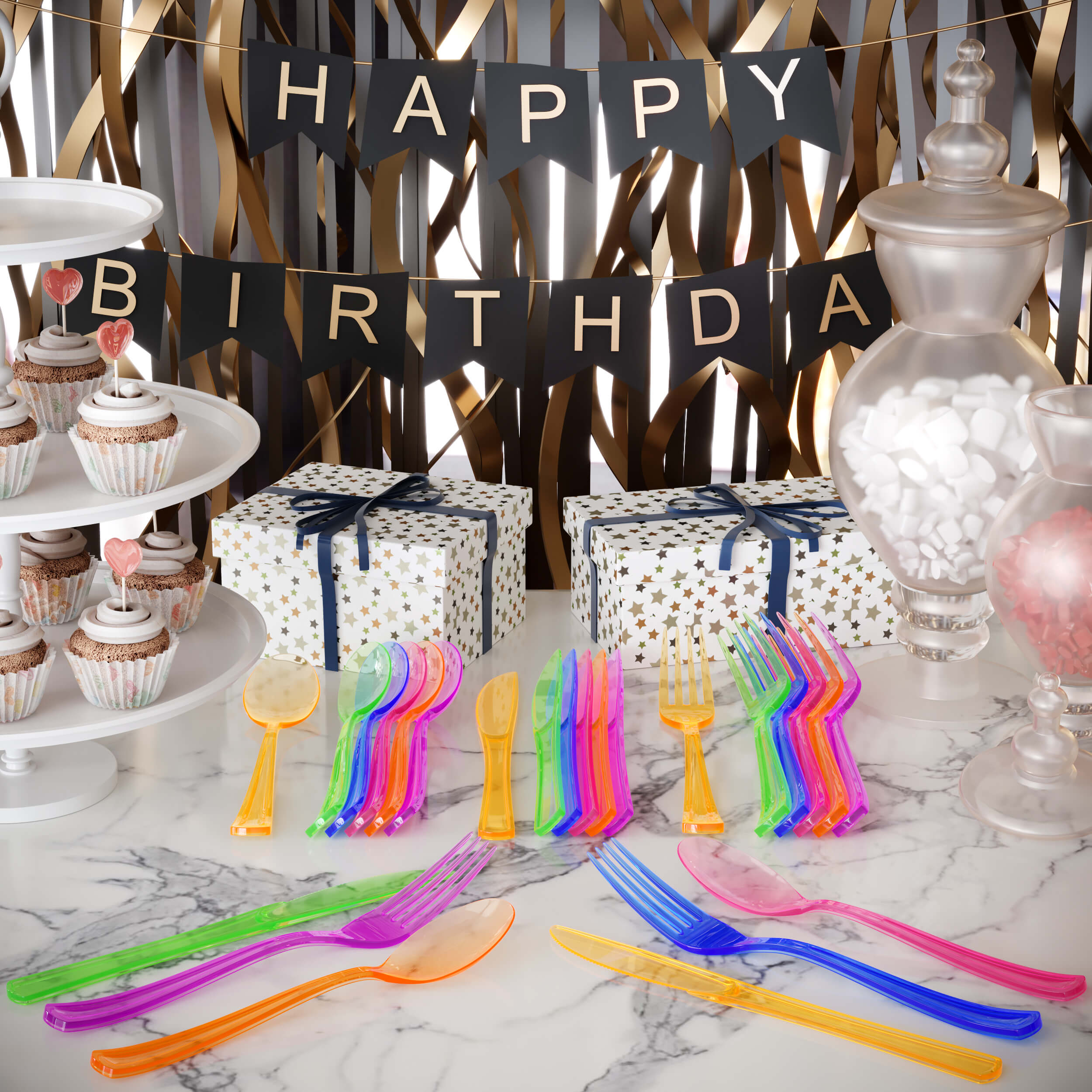 Heavy Duty Neon Plastic Forks | Case of 1440