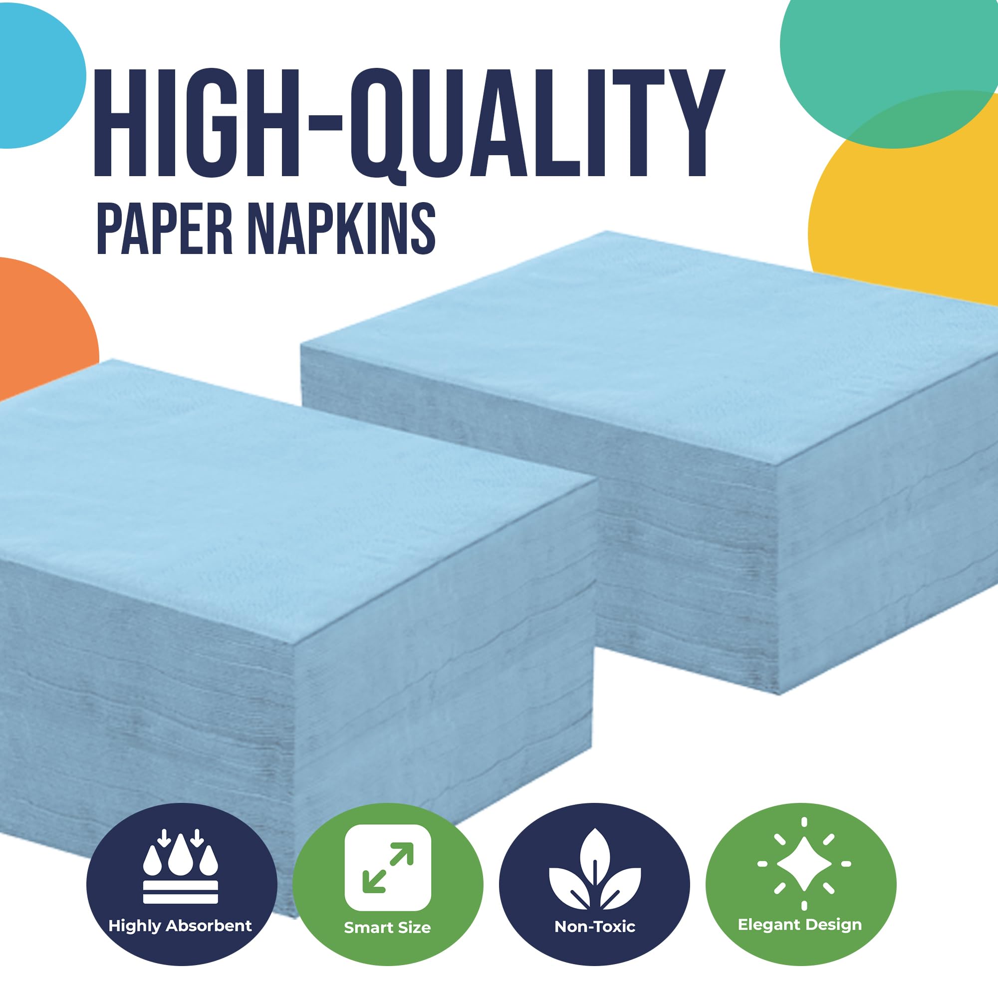 Light Blue Beverage Napkins | 50 Count