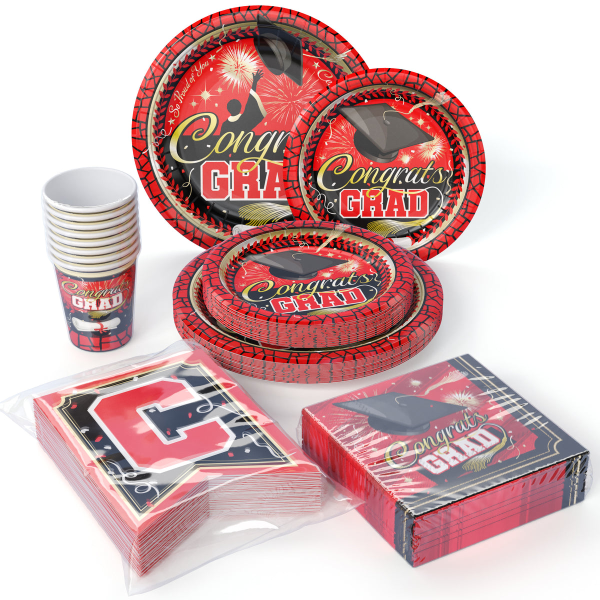 White/Red Graduation Combo Pack | Service For 8