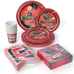 White/Red Graduation Combo Pack | Service For 8