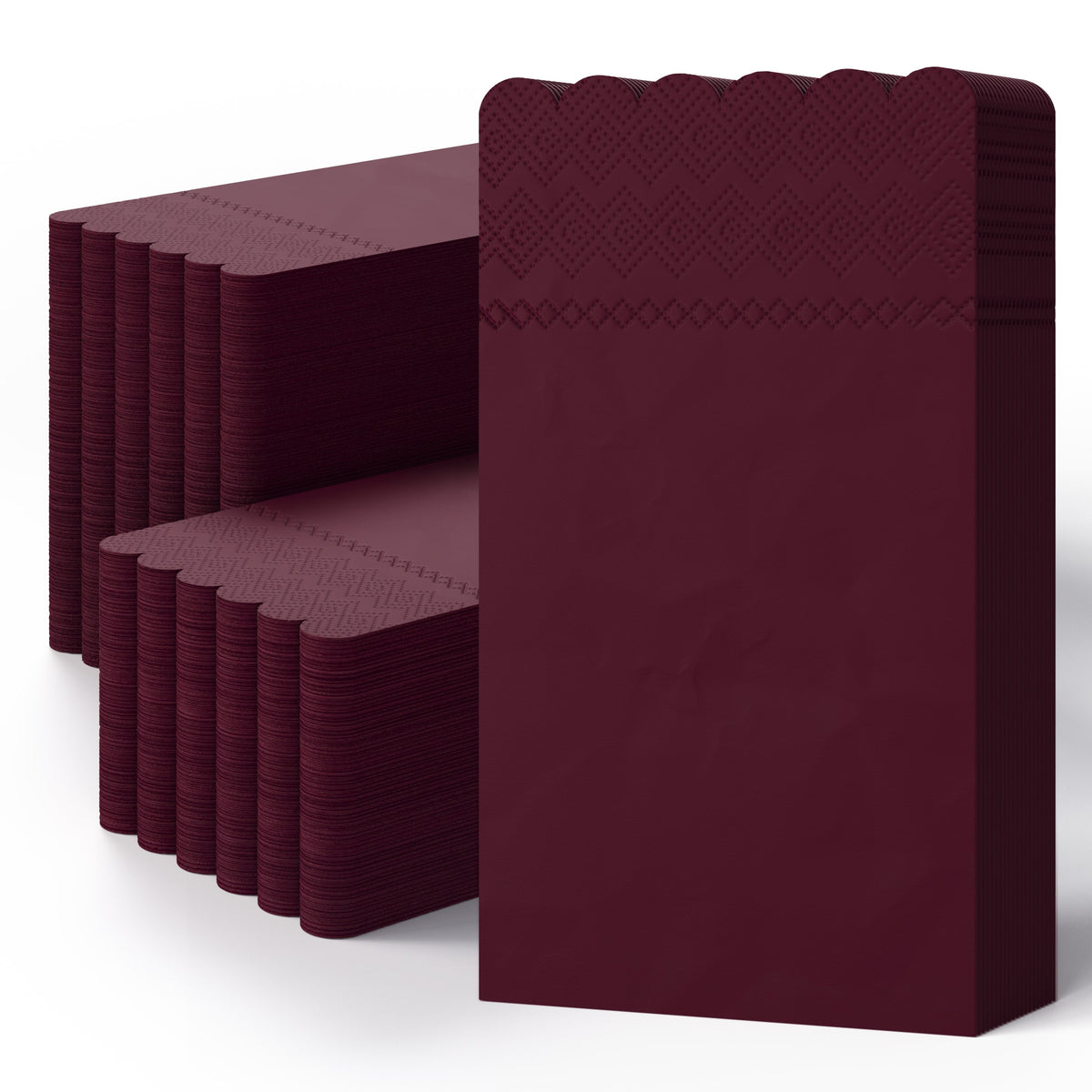 3 Ply Wine Berry Scalloped Napkins - 20 Ct.