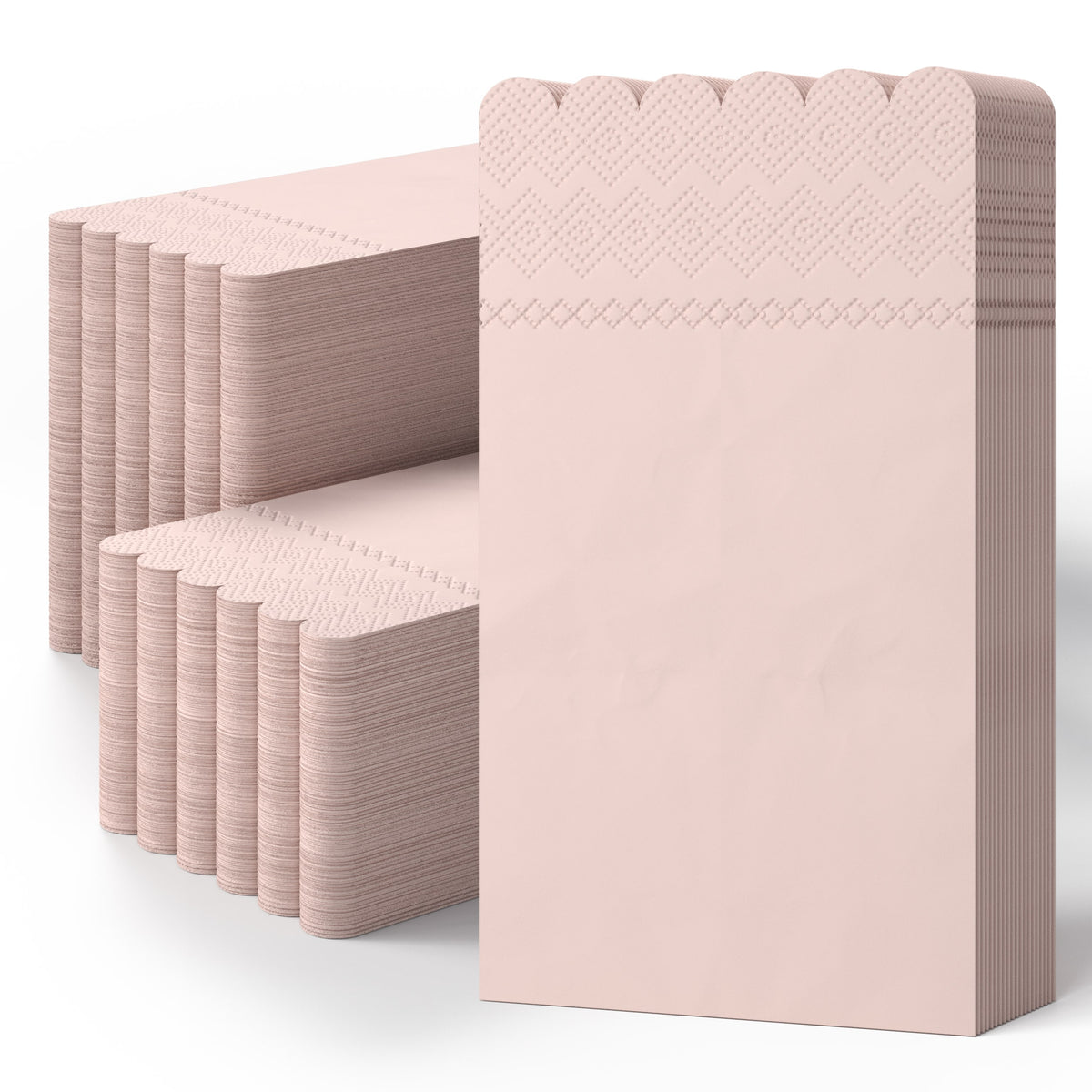 3 Ply Pink Peach Scalloped Napkins - 20 Ct.