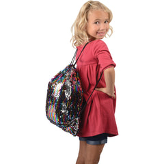 Rainbow Sequins Drawstring Backpack