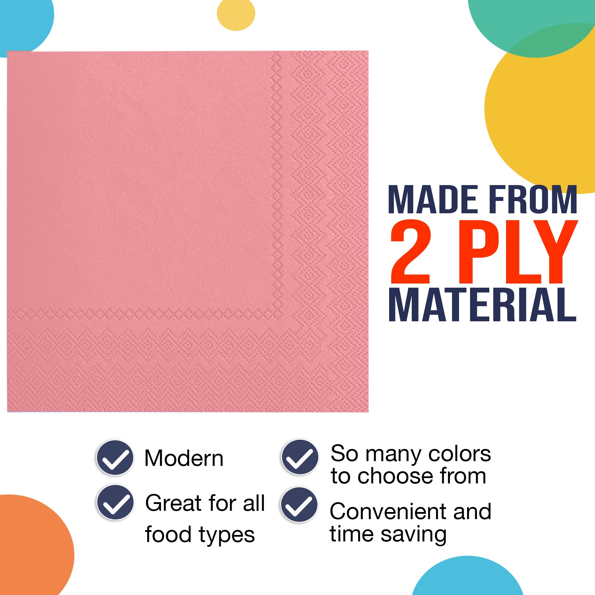 Pink Beverage Napkins | Case of 3600