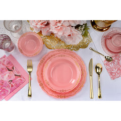 12 oz Coral/Gold Victorian Design Bowls | 20 Count