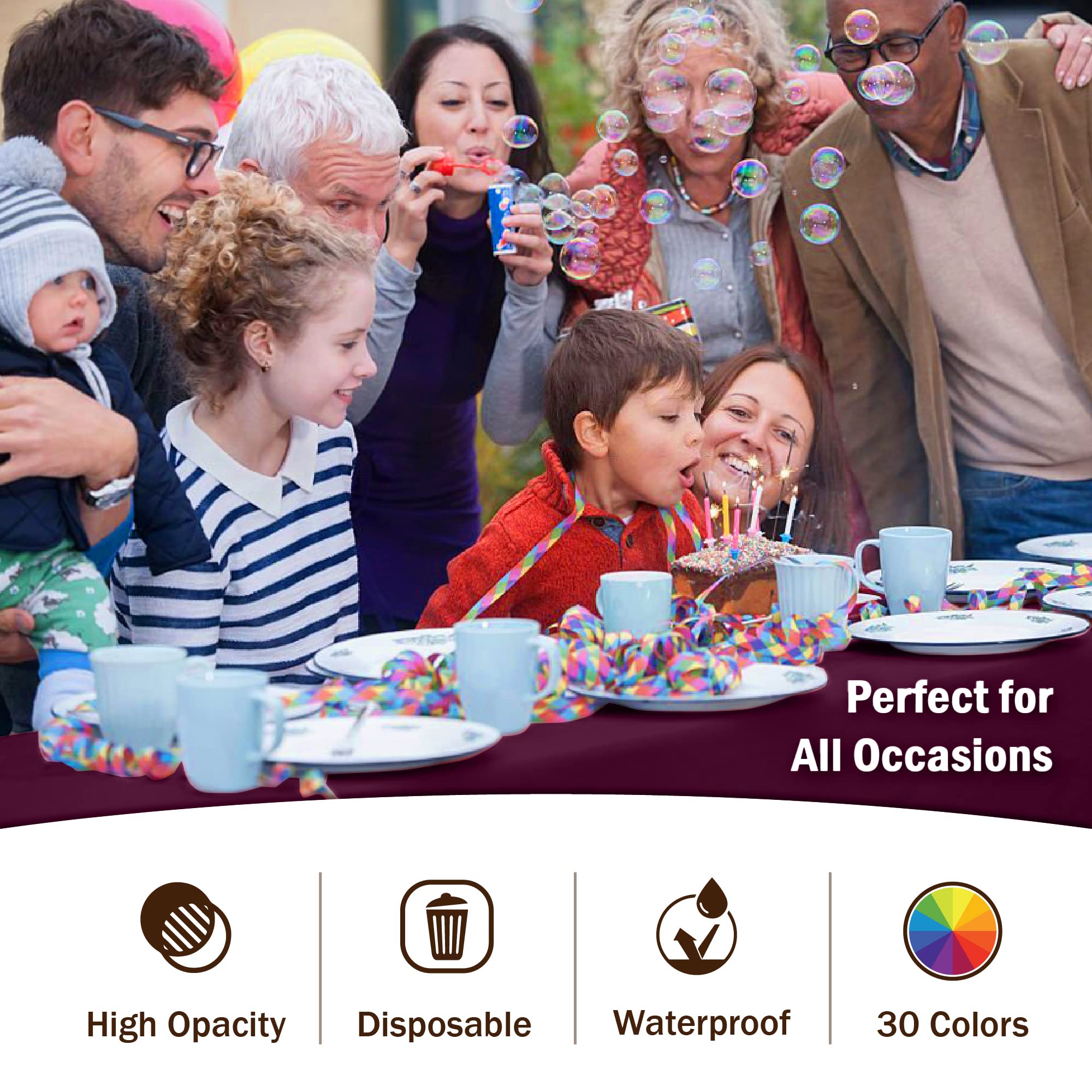 Premium Plum Plastic Table Covers | 12 Pack