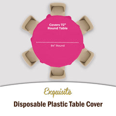 Premium Round Cerise Plastic Table Covers | 6 Pack