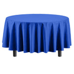Premium Round Dark Blue Plastic Table Cover - 84 in.