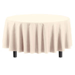 Premium Round Ivory Plastic Table Cover - 84 in.
