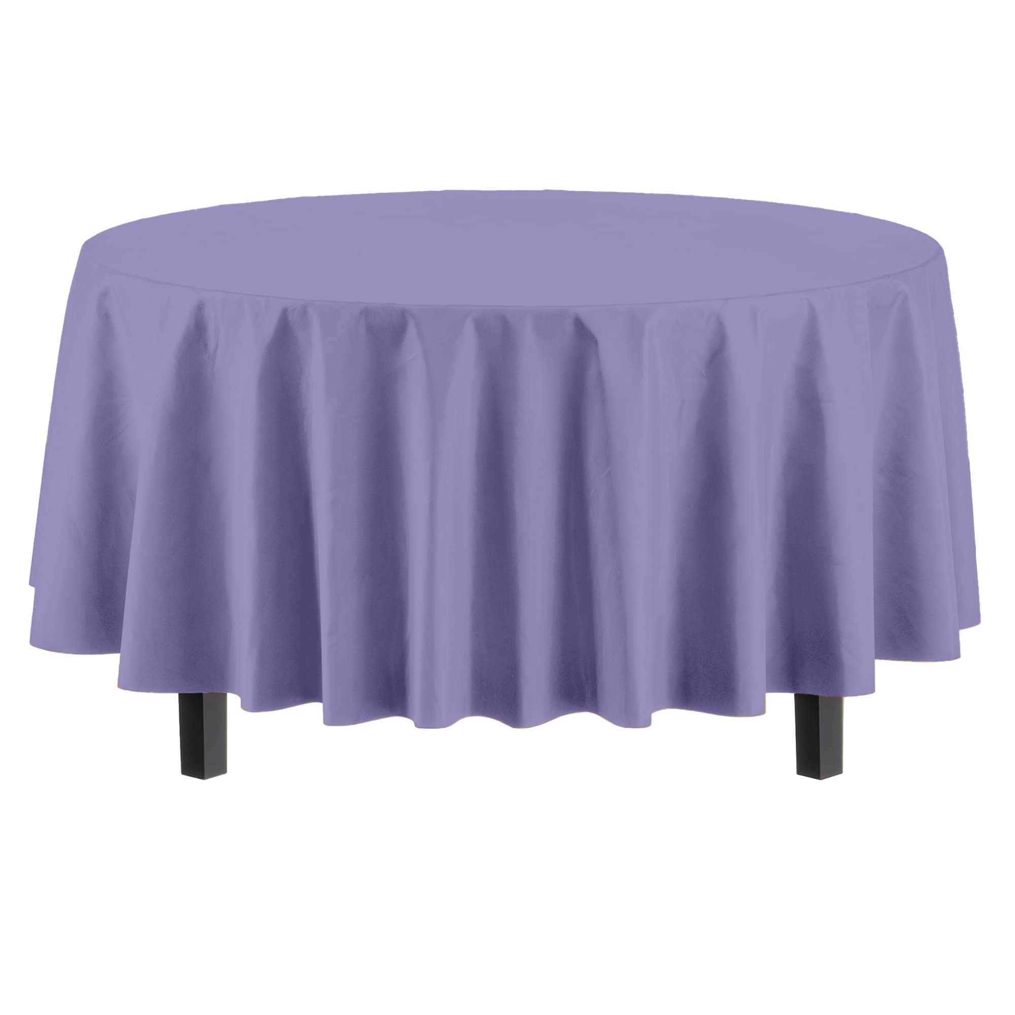 Premium Round Lavender Plastic Table Covers | 6 Pack