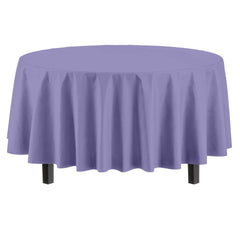 Premium Round Lavender Plastic Table Covers | 6 Pack
