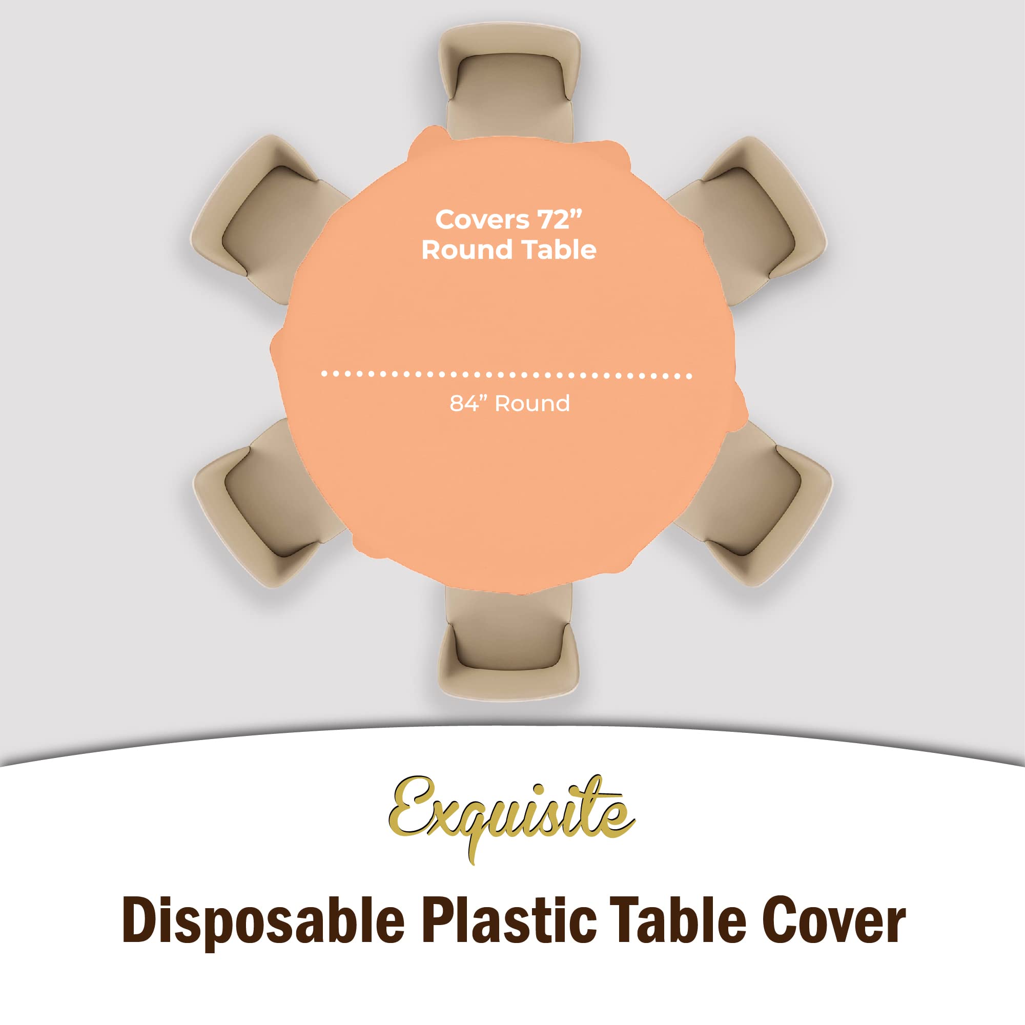 Premium Round Peach Plastic Table Cover | Case of 96
