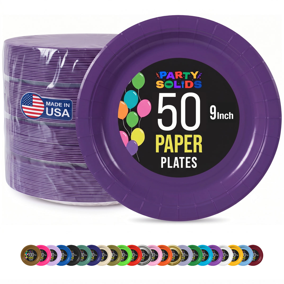 9 in. Purple Paper Plates | 50 Ct.