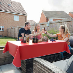 Red Flannel Backed Plastic Table Cover 54 In. x 108 In. | Case of 36