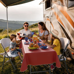 Red Flannel Backed Plastic Table Cover 54 In. x 108 In. | Case of 36