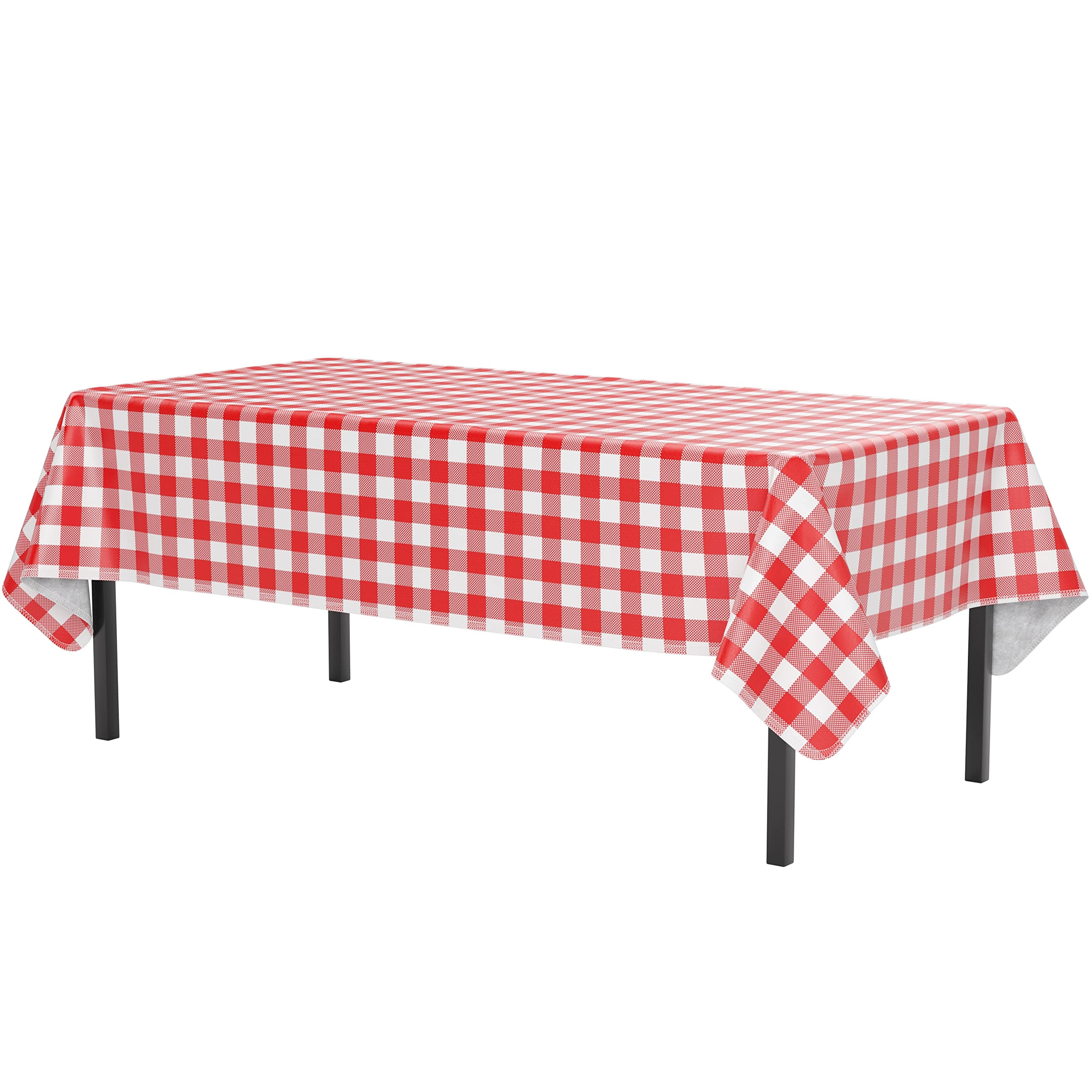 Red Gingham Flannel Backed Plastic Table Cover 54 In. x 108 In. | Case of 24