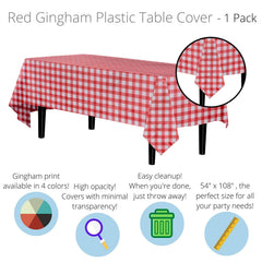 Red gingham plastic Table Cover