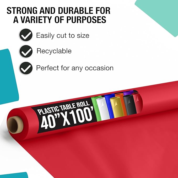 40 In. x 100 Ft. Red Table Roll | Case of 6