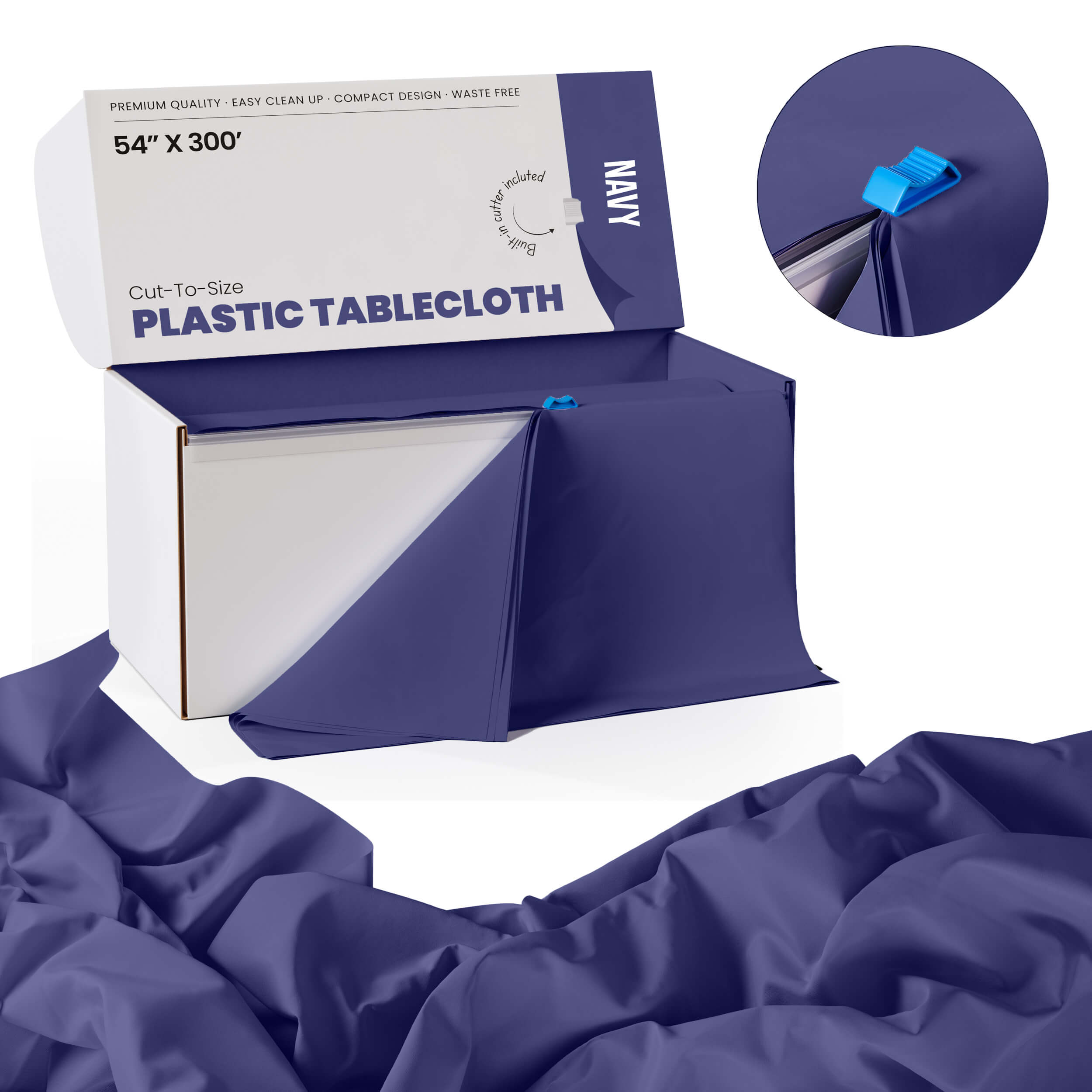54 In. x 300 Ft. Cut To Size Table Roll  | Navy | Case of 4