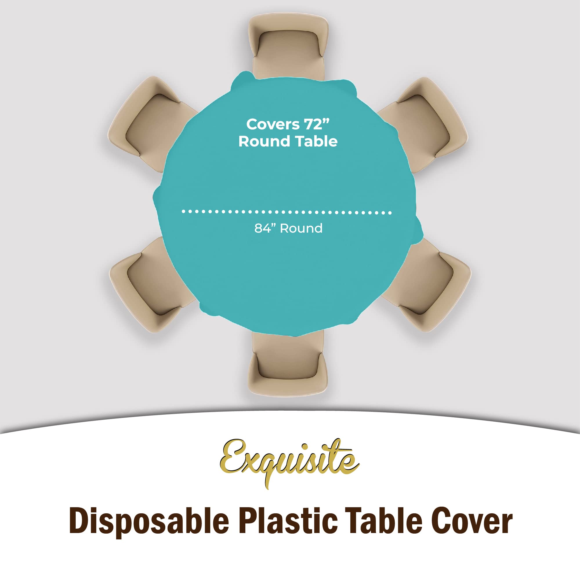 Round Aqua Blue Plastic Table Cover | Case of 48