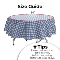 Round Blue Gingham Plastic Table Cover | Case of 48