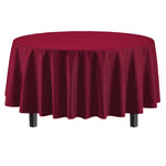 Round Burgundy Plastic Table Cover - 84 in.