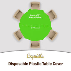Premium Round Lime Green Plastic Table Covers | 6 Pack