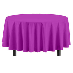 Round Magenta Plastic Table Covers | 12 Pack