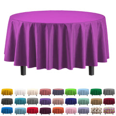 Premium Round Magenta Plastic Table Cover | Case of 96