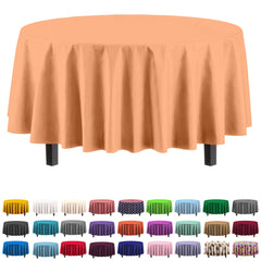 Round Peach Plastic Table Cover | Case of 48