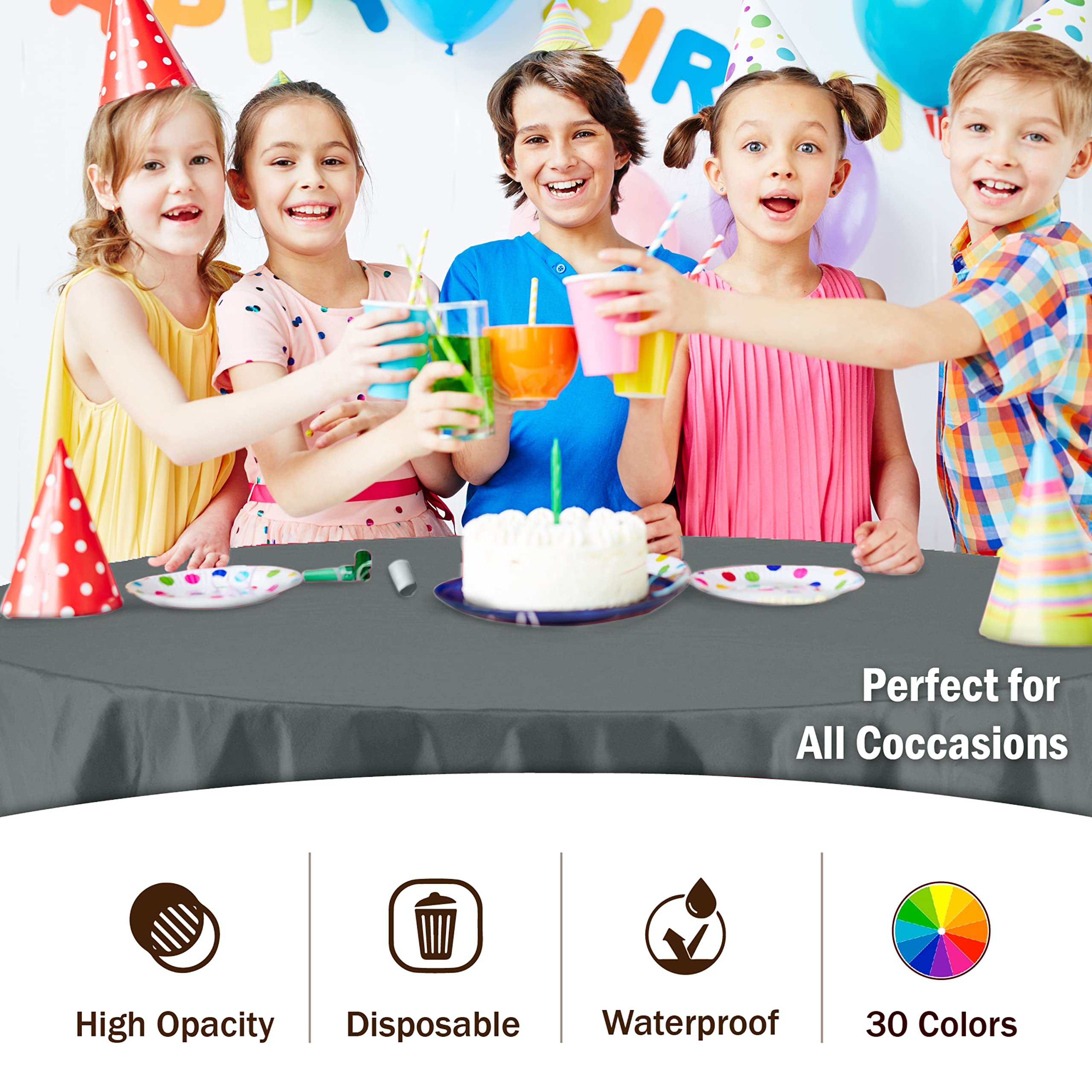 Round Silver Plastic Table Cover | Case of 48