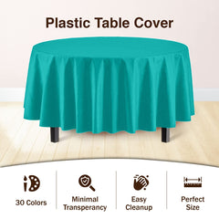 Round Teal Plastic Table Cover | Case of 48