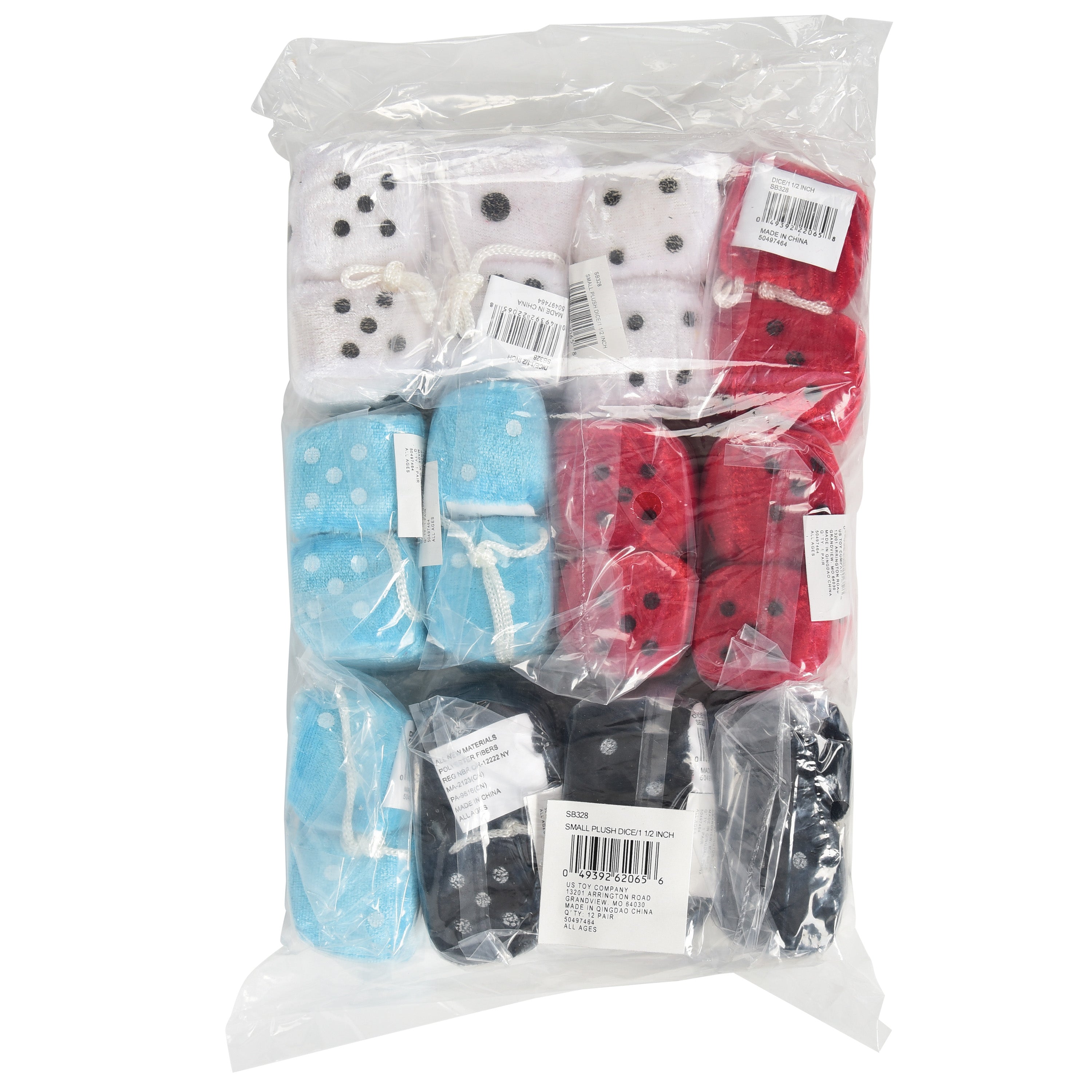 Small Plush Dice 1 1/2 Inch
