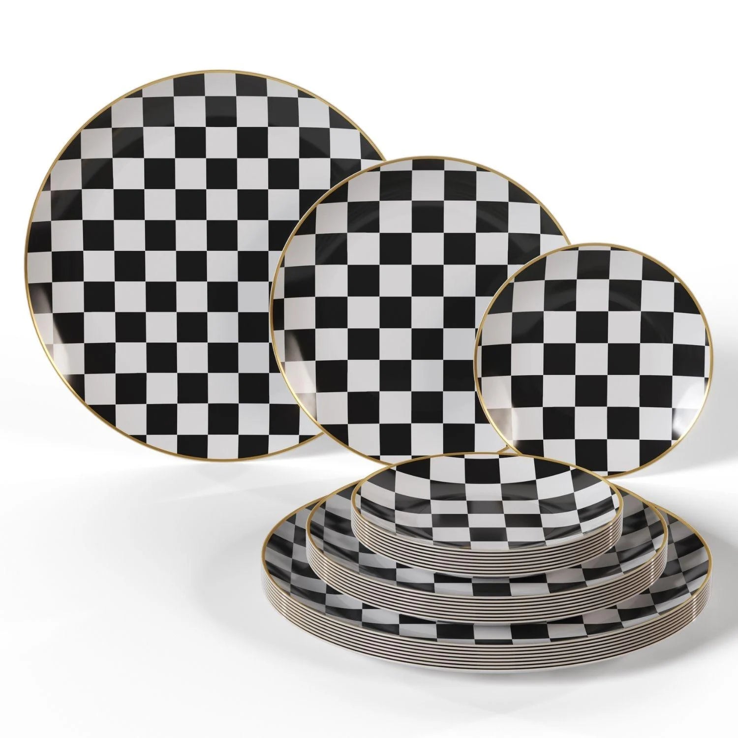 Disposable Checkerboard Dinnerware Set