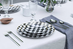 Disposable Checkerboard Dinnerware Set