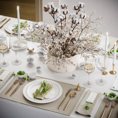 White/Silver Ovals Design Dinnerware Set