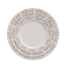 White/Rose Gold Leaf Design Dinnerware Set