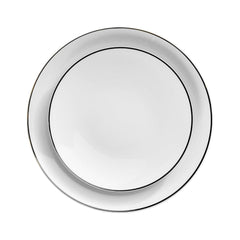 Disposable White And Black Rim Dinnerware Set