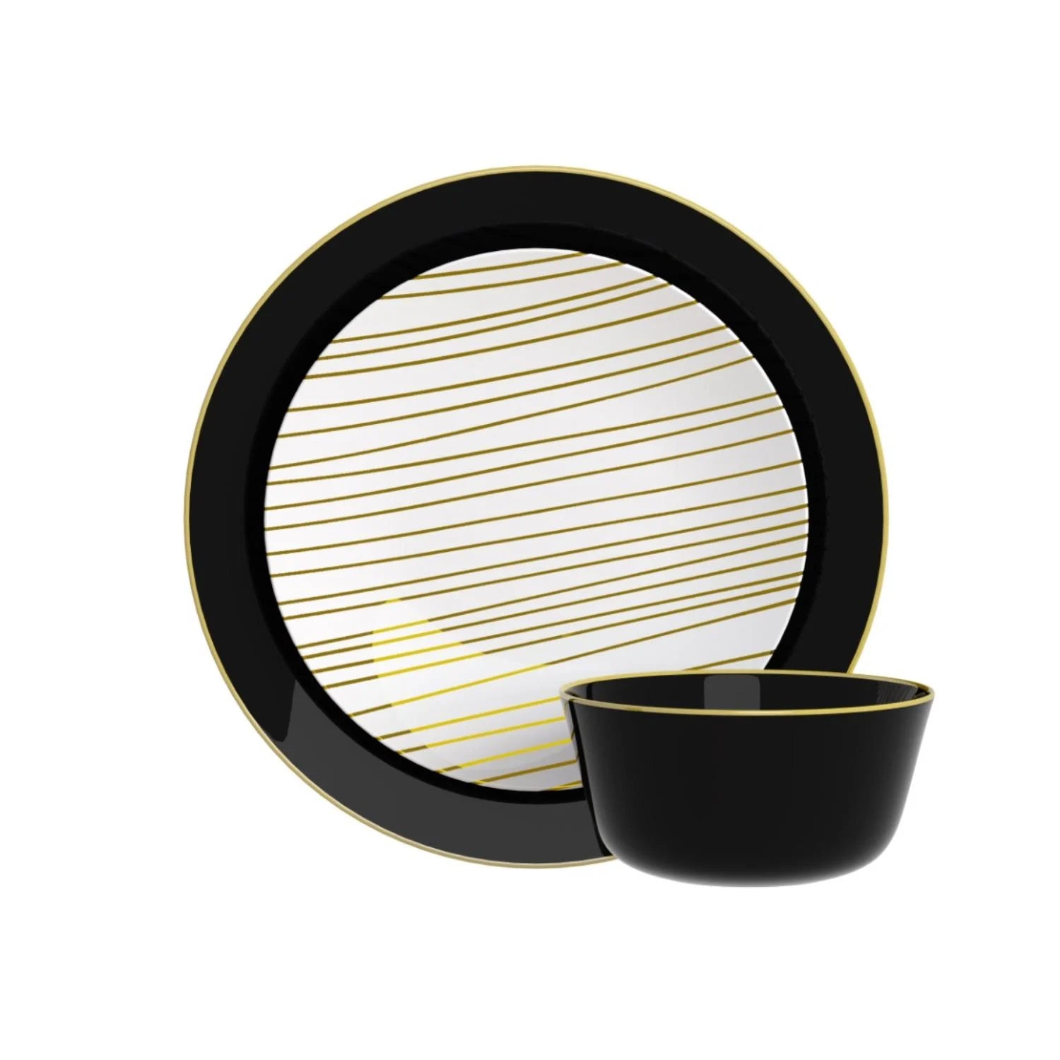 Disposable Black And Glam Dinnerware Set