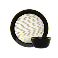 Disposable Black And Glam Dinnerware Set