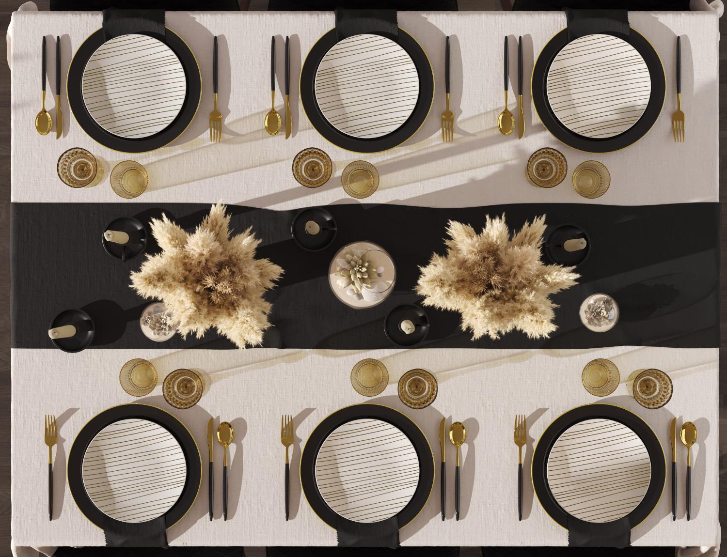 Disposable Black And Glam Dinnerware Set