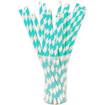 Aqua Blue Striped Paper Straws - 7.75 in. | 25 Count