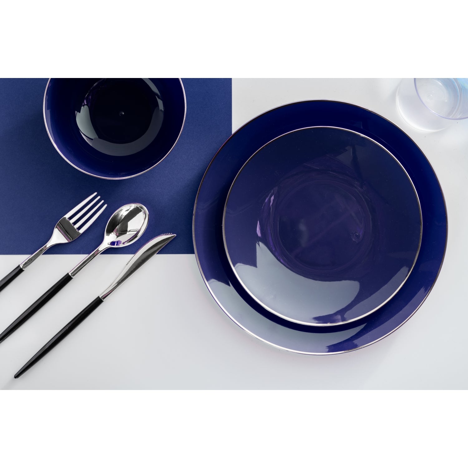 Navy Classic Design Plastic Bowls | 10 Count