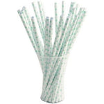 Small Mint Polka Dot Paper Straws - 7.75 in. | 25 Count
